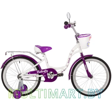 Детский велосипед Novatrack Butterfly 207BUTTERFLY.WVL23 (белый/фиолетовый, 2023)